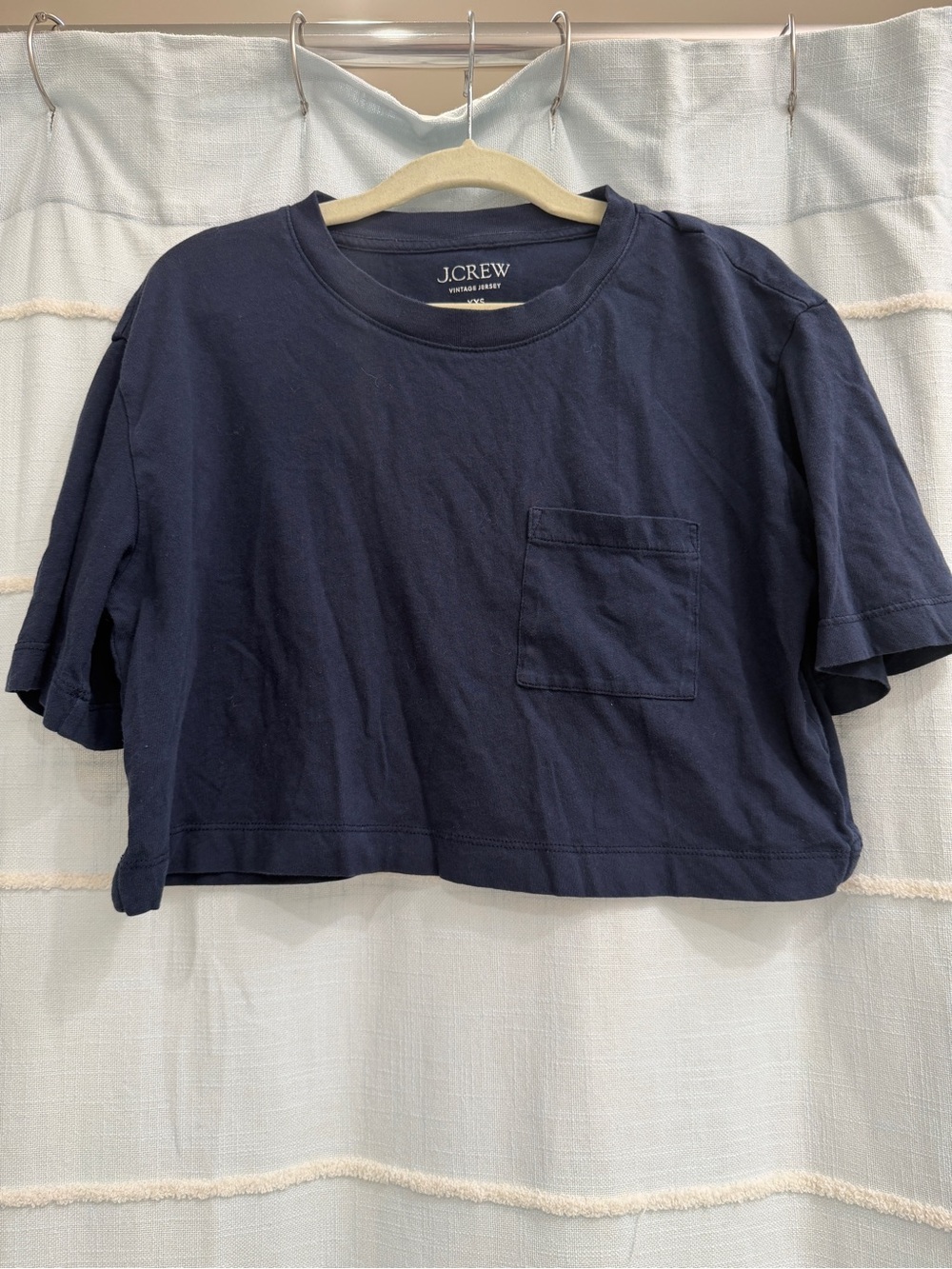 J. Crew Navy Cropped Pocket Tee